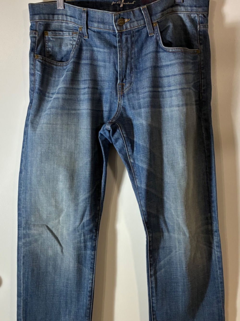 7 FOR ALL MANKIND MENS JEANS COTTON/SPANDEX BLUE SZ 36 STRAIGHT LEG FADED